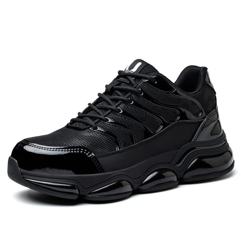 Black breathable sports safety shoes